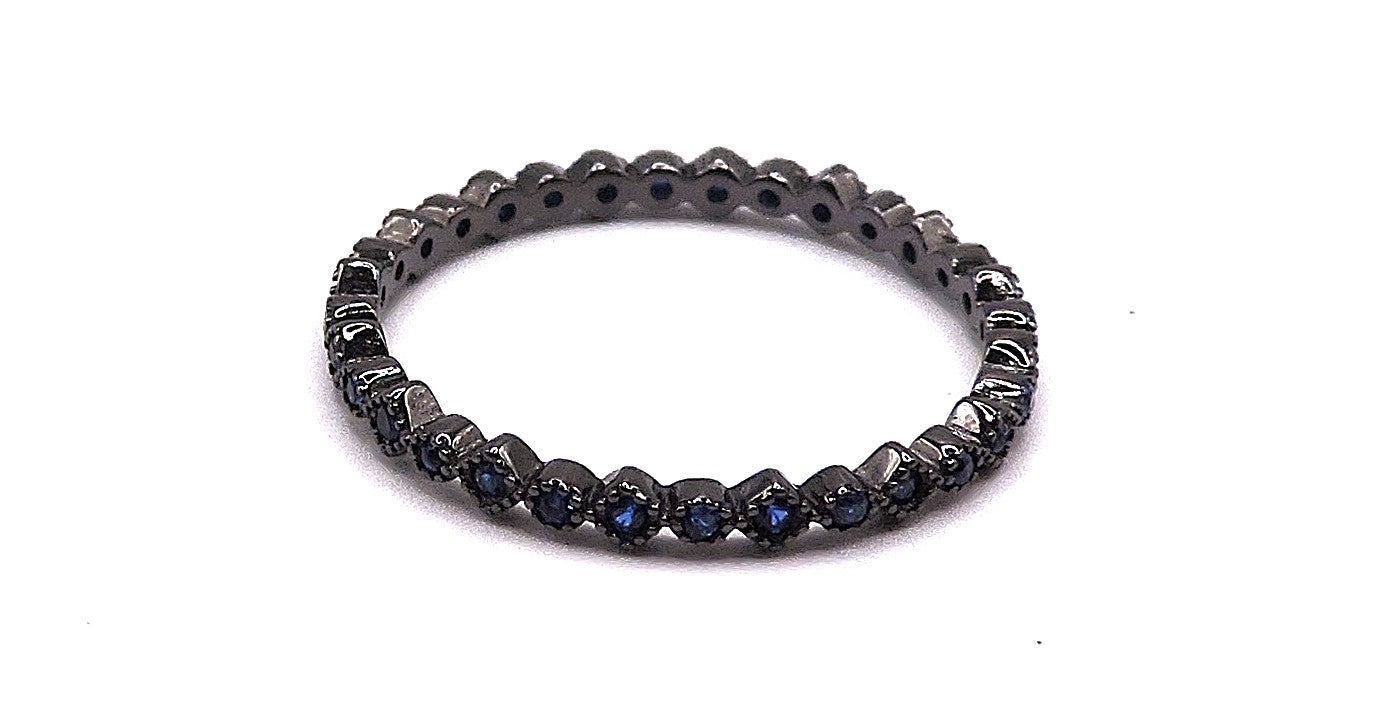Black silver headband with blue zircons. Size 7