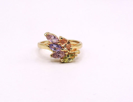 Gold-filled ring with colored zircons. Size 6.5