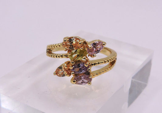 Gold-filled ring with colored zircons. Size 7
