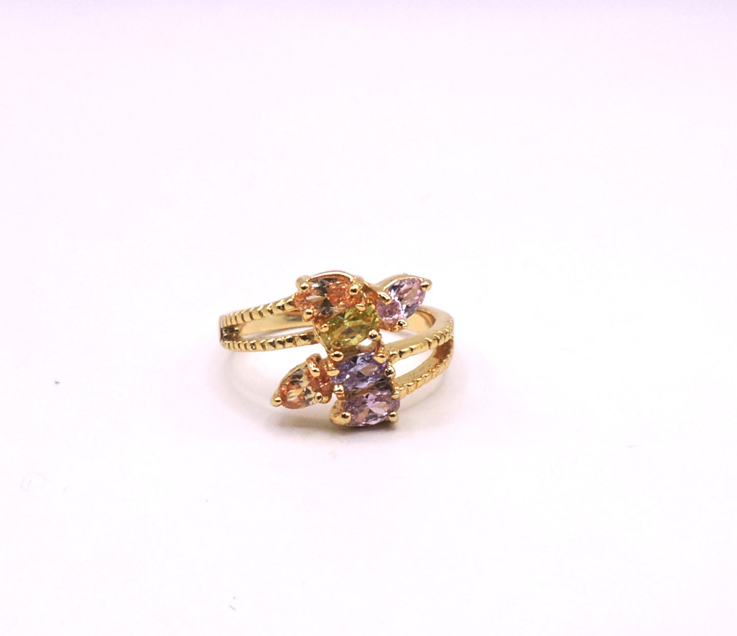 Gold-filled ring with colored zircons. Size 7