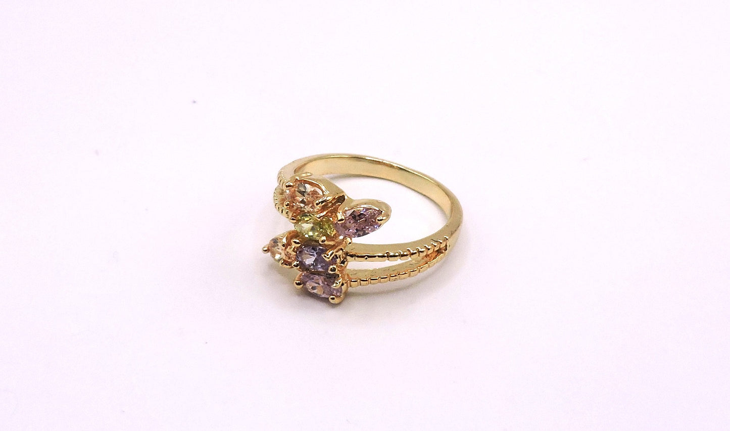 Gold-filled ring with colored zircons. Size 7