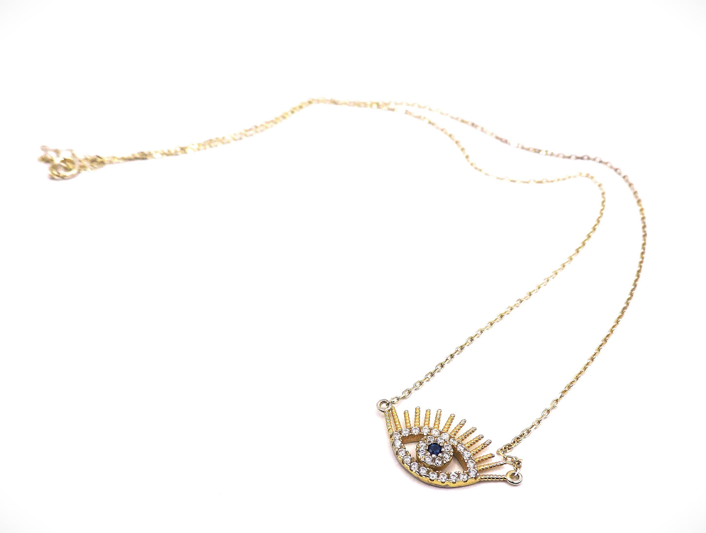 Lucky Eye Necklace with Eyelashes in Silver Gold