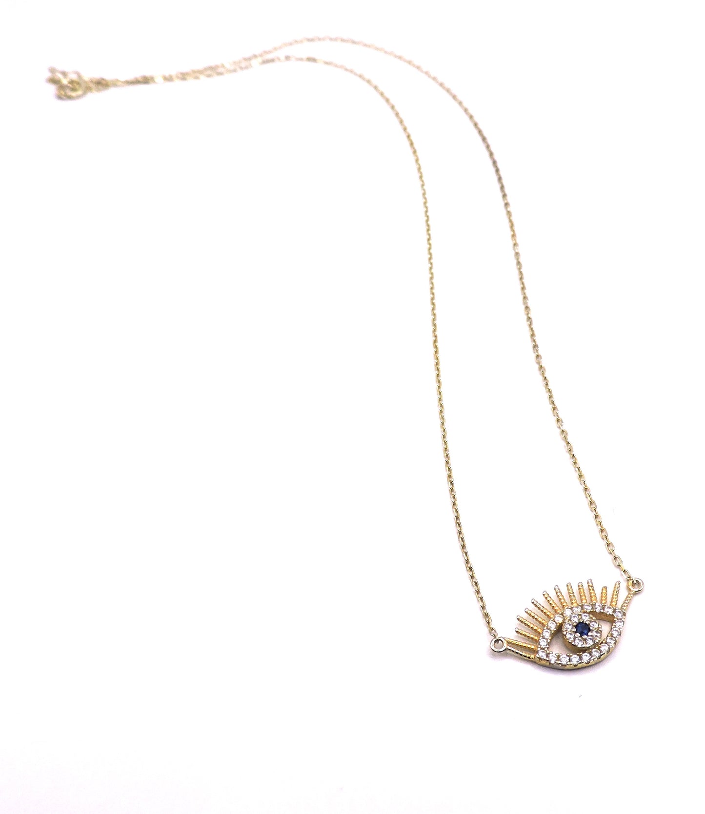 Lucky Eye Necklace with Eyelashes in Silver Gold