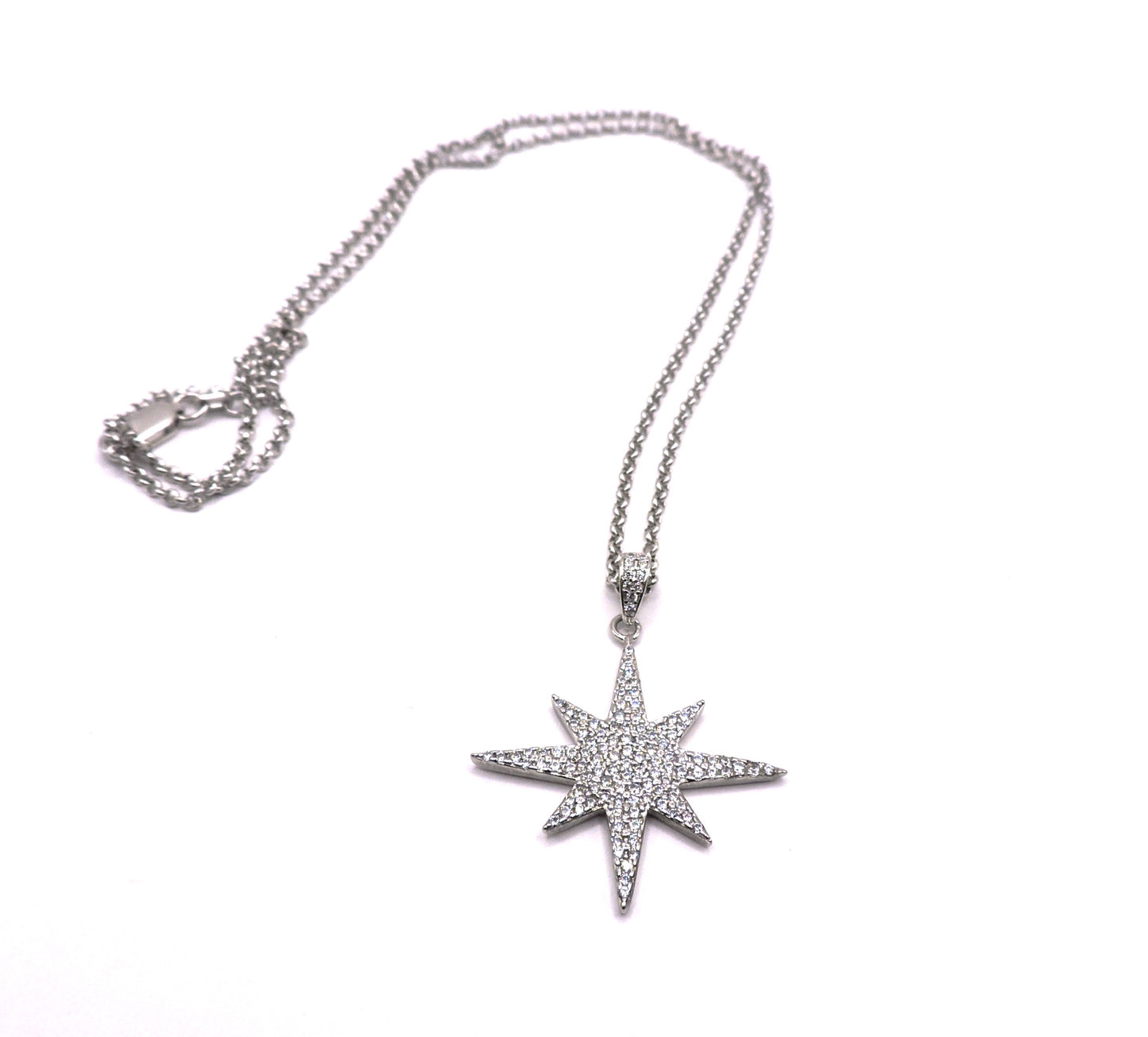 Silver necklace with pave star