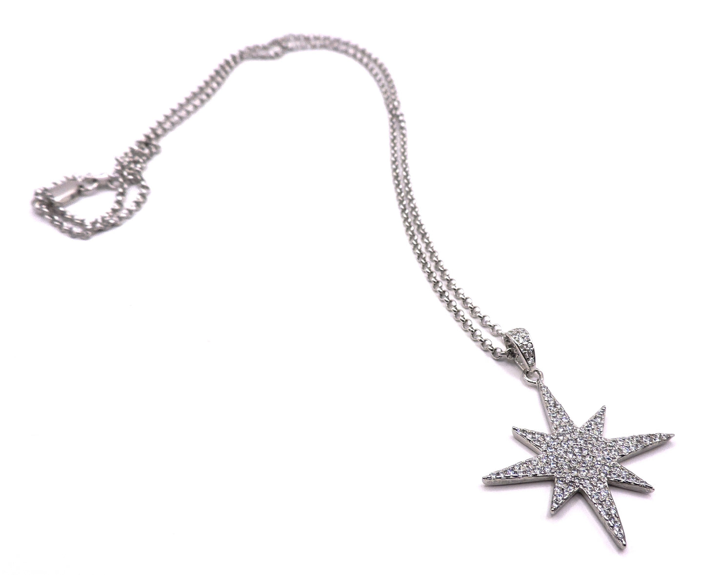Silver necklace with pave star
