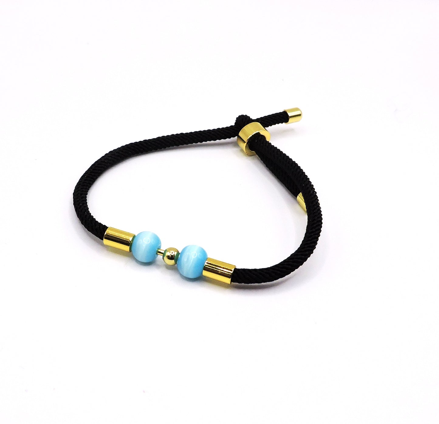 Adjustable cord bracelet with real Turquoise stone.