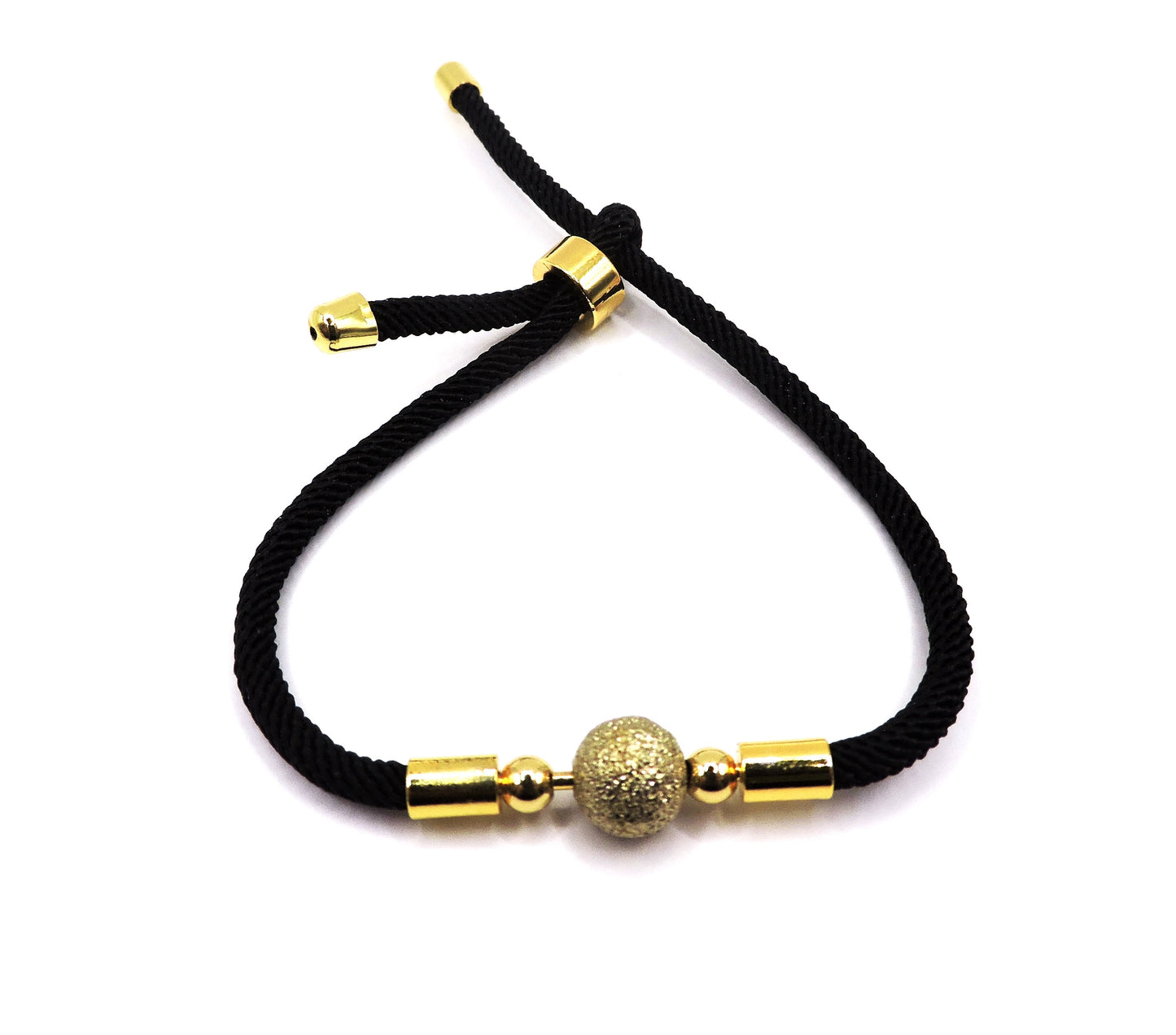 Adjustable cord bracelet with a golden ball