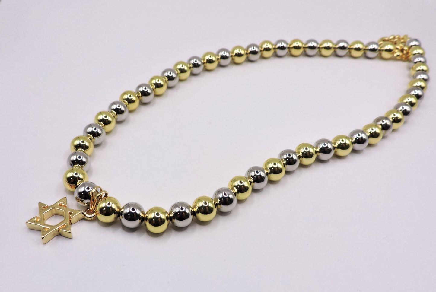 Gold-filled bead necklace with Star of David