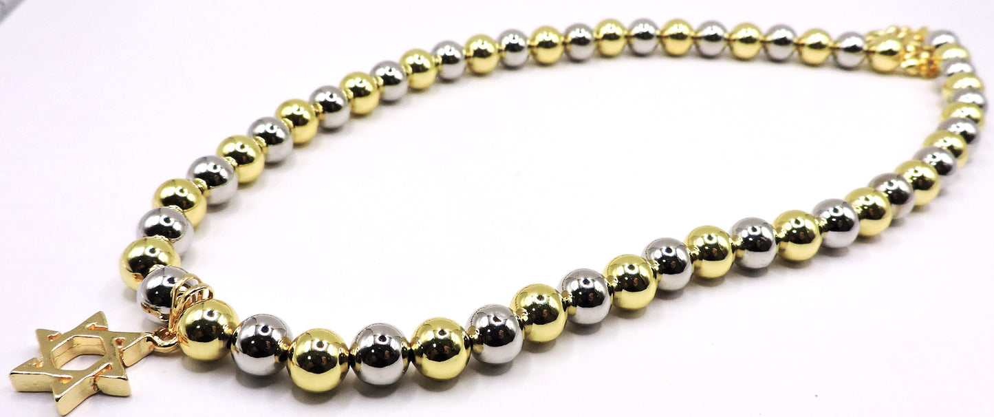 Gold-filled bead necklace with Star of David