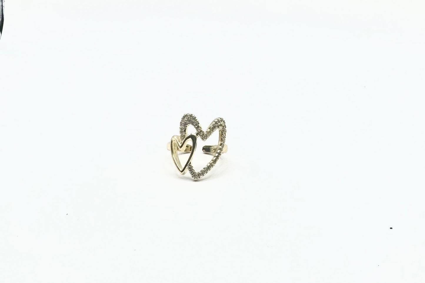 Double Heart Ring in Gold Filled and Zircons.
