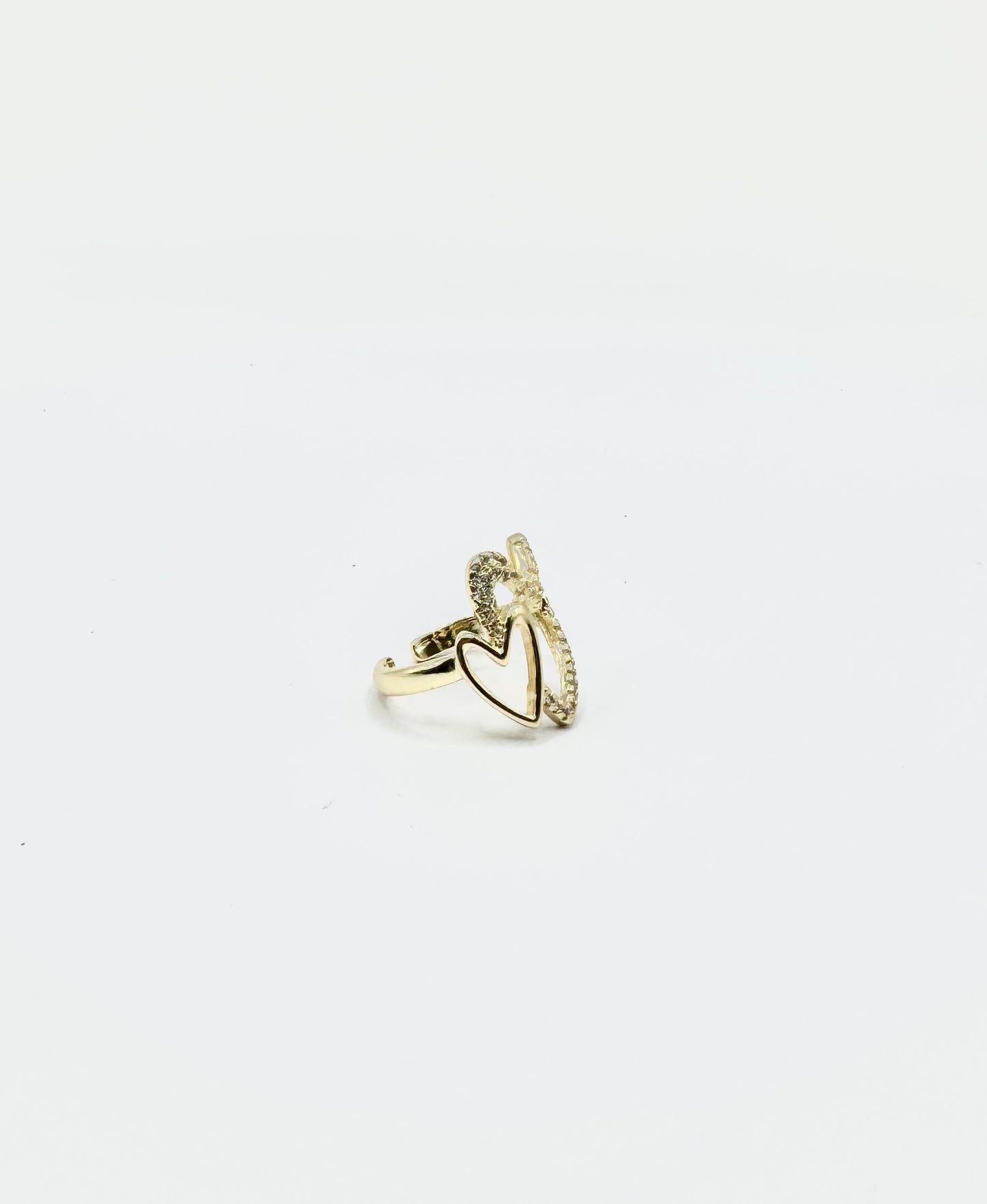 Double Heart Ring in Gold Filled and Zircons.