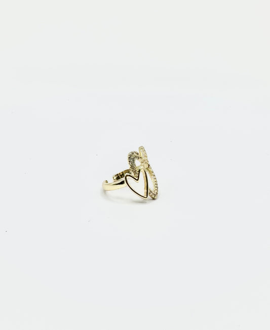 Double Heart Ring in Gold Filled and Zircons.