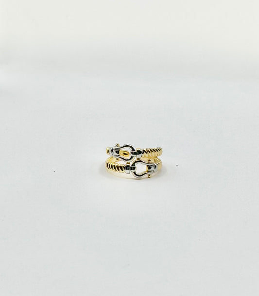 Double Horseshoe Ring in Gold Filled.