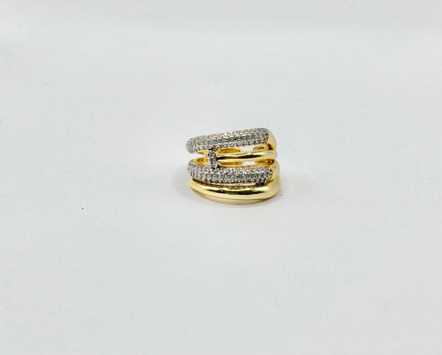 Double Nail RingGold Filled and Micropave.