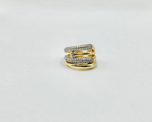 Double Nail RingGold Filled and Micropave.