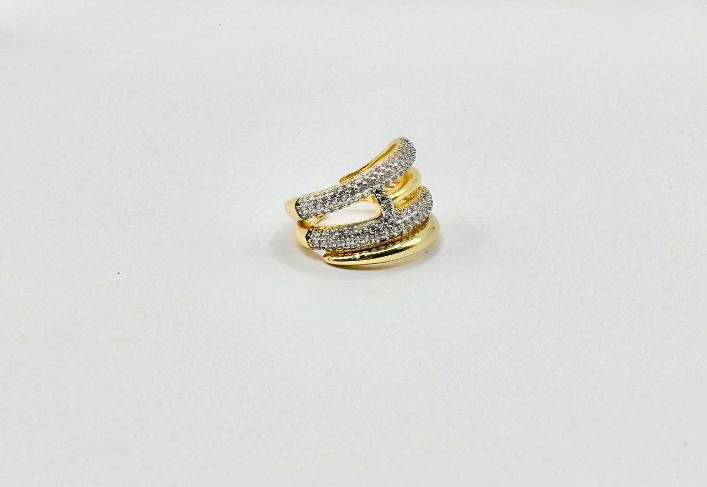 Double Nail RingGold Filled and Micropave.