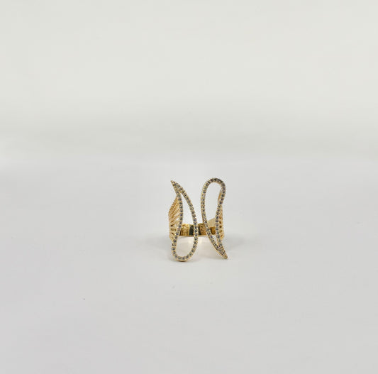 Angel Ring with Wings and Zircons in Gold Filled