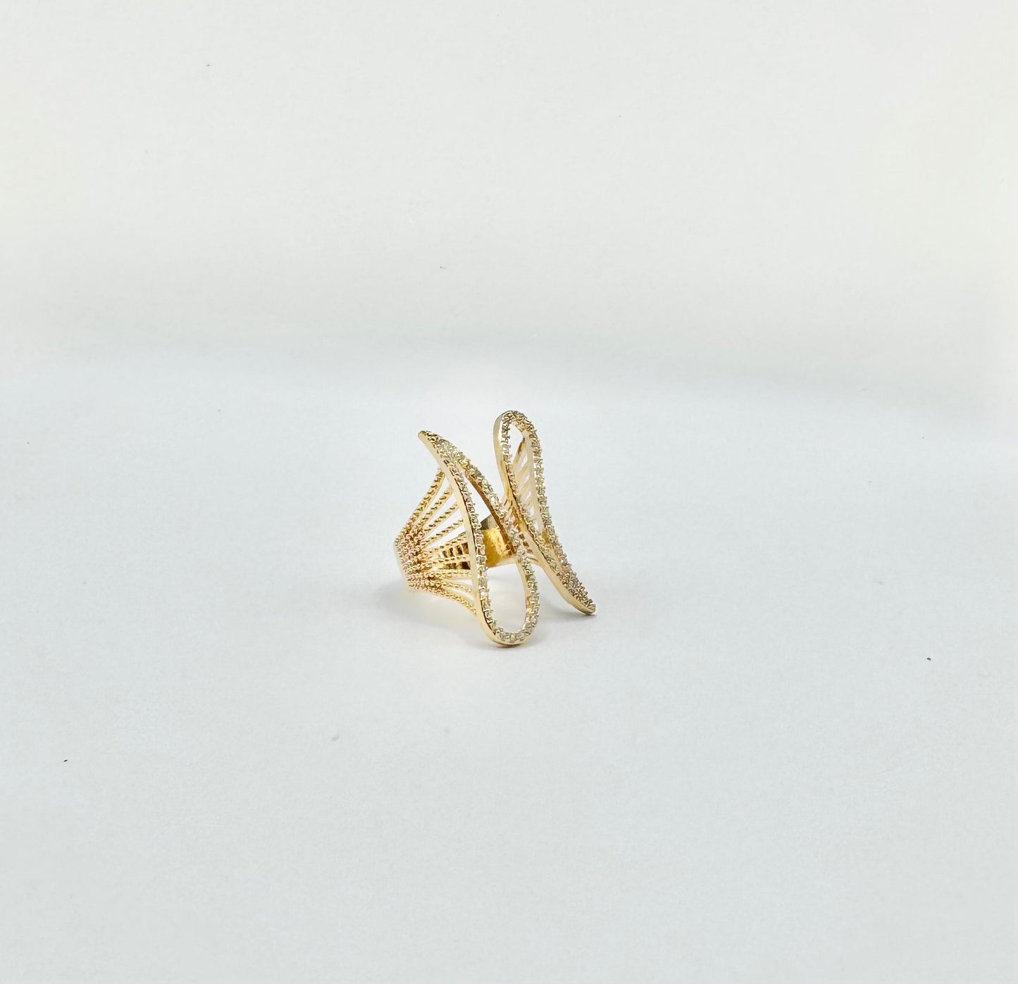 Angel Ring with Wings and Zircons in Gold Filled