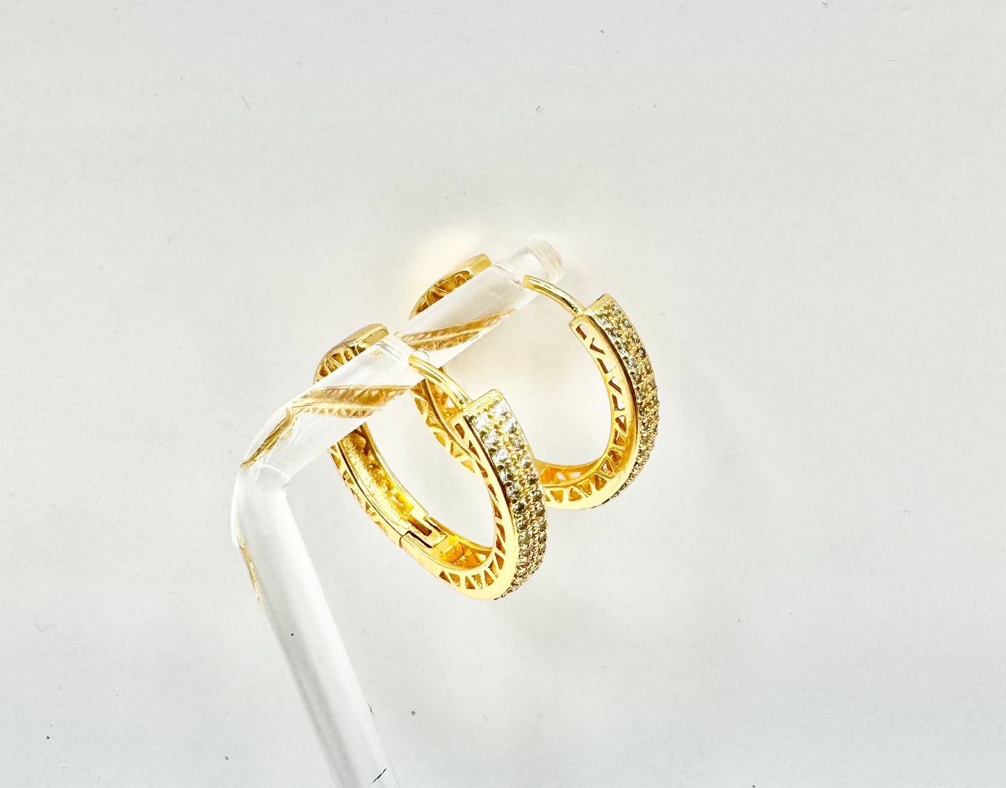 Medium Hoop Earrings in Micropave and Gold Filled