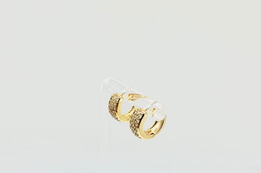 Small wide Micropave Hoop earring in Gold filled