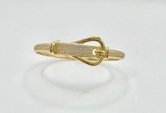 Micro Pave Buckle Bracelet in Gold Filled
