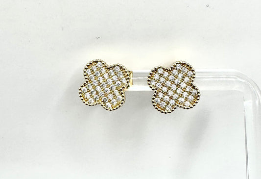Clover earring in Micropave Gold Filled